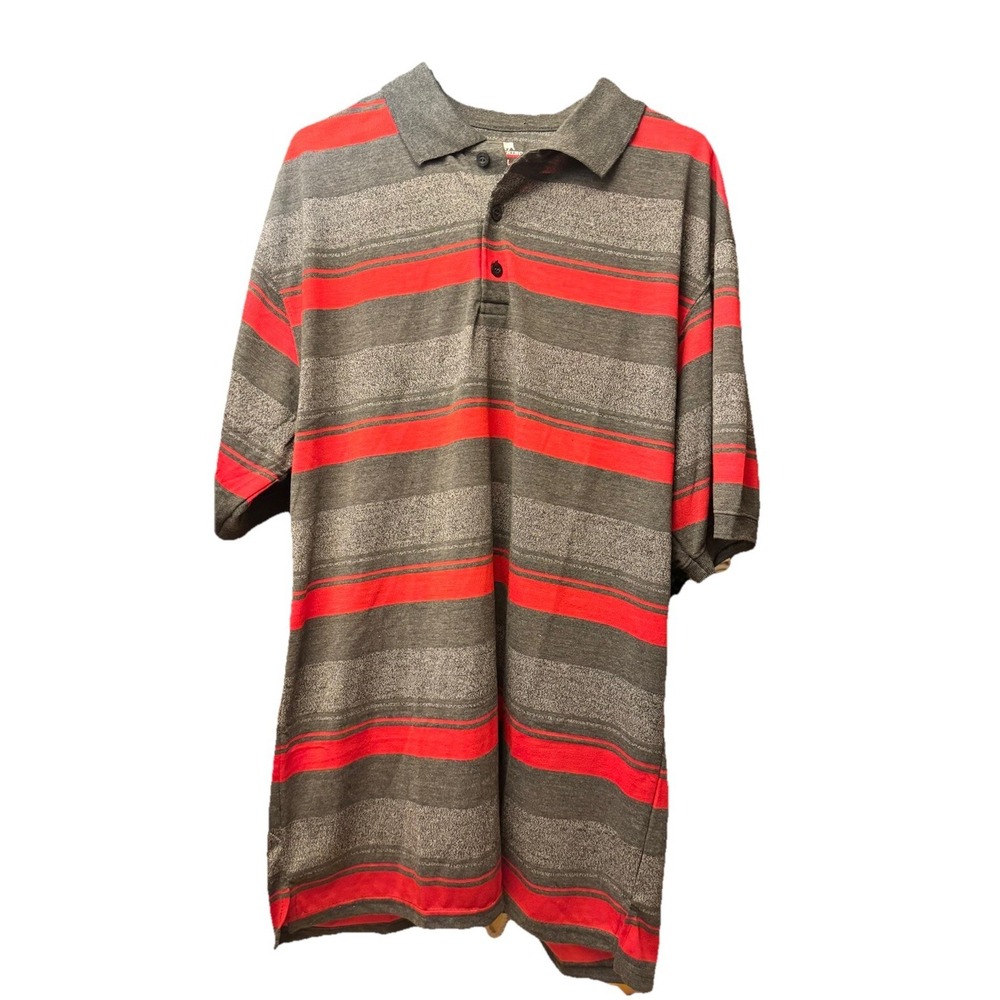 NWT RED RHINO Men's  2XL  Red & Gray  Striped Polo Shirt!! NICE!